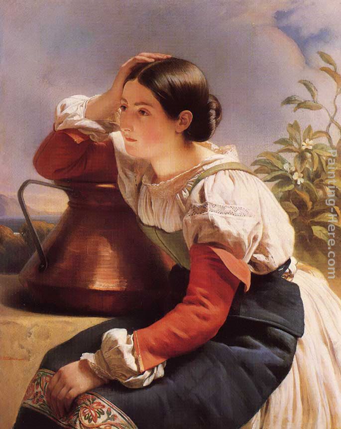 Young Italian Girl by the Well painting - Franz Xavier Winterhalter Young Italian Girl by the Well art painting
